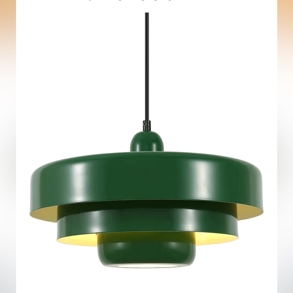 New green modern pendant light / chandelier of green metal in contemporary style